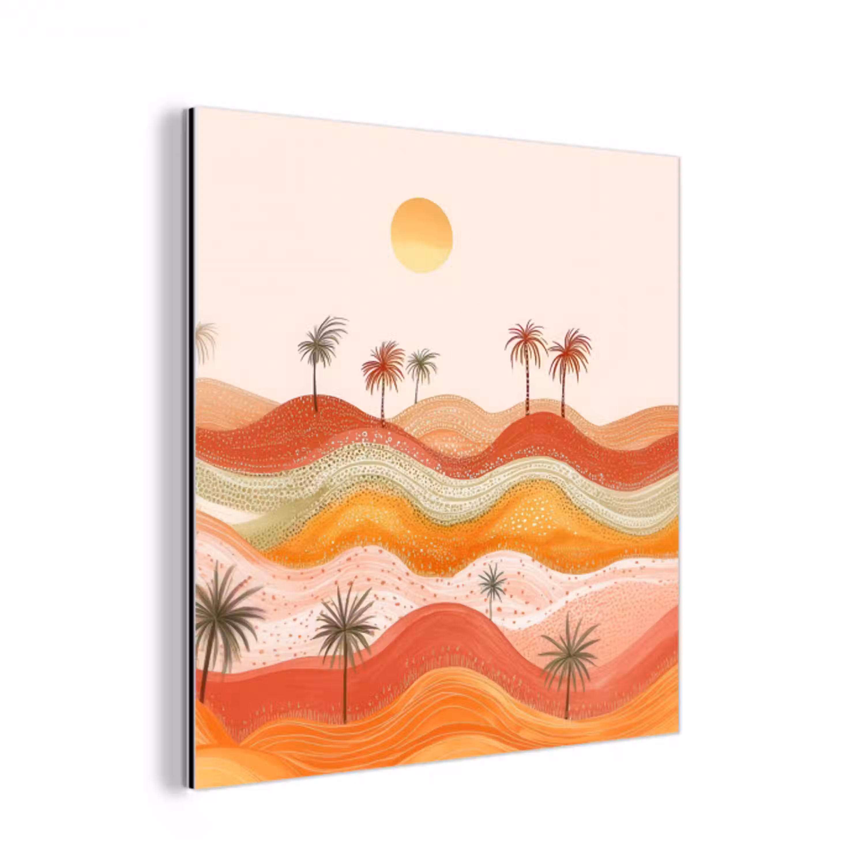 Abstract landschap - Palmbomen - Kleurrijk aluminium wit klein -3d