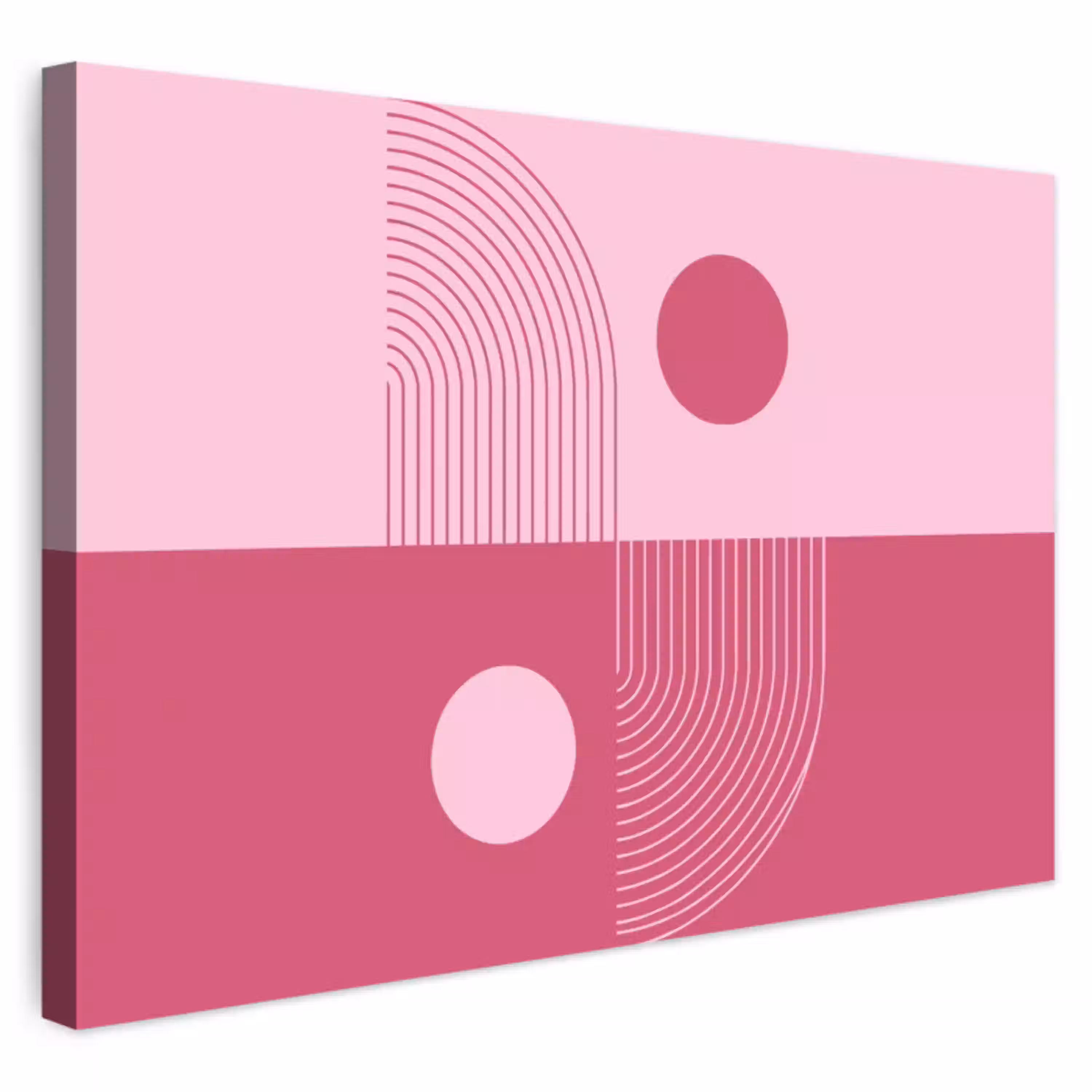 Geometrie - Patroon - Abstract - Roze - Modern Tuinposter op houten frame 2 cm dik klein -3d