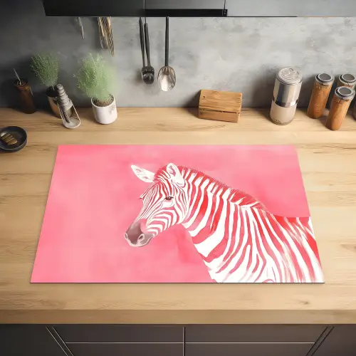 Zebra - Pink - Verf Inductie beschermer vinyl 3mm klein -sfeer5