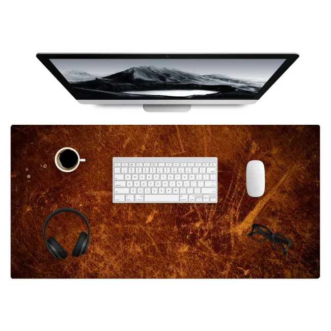 Desk Mat - leather-leather-look-brown-orange