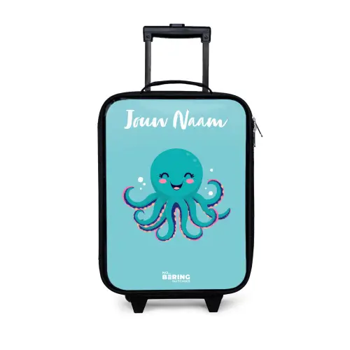Octopus - Water - Blauw Kinderkoffer - Zwart klein -3d