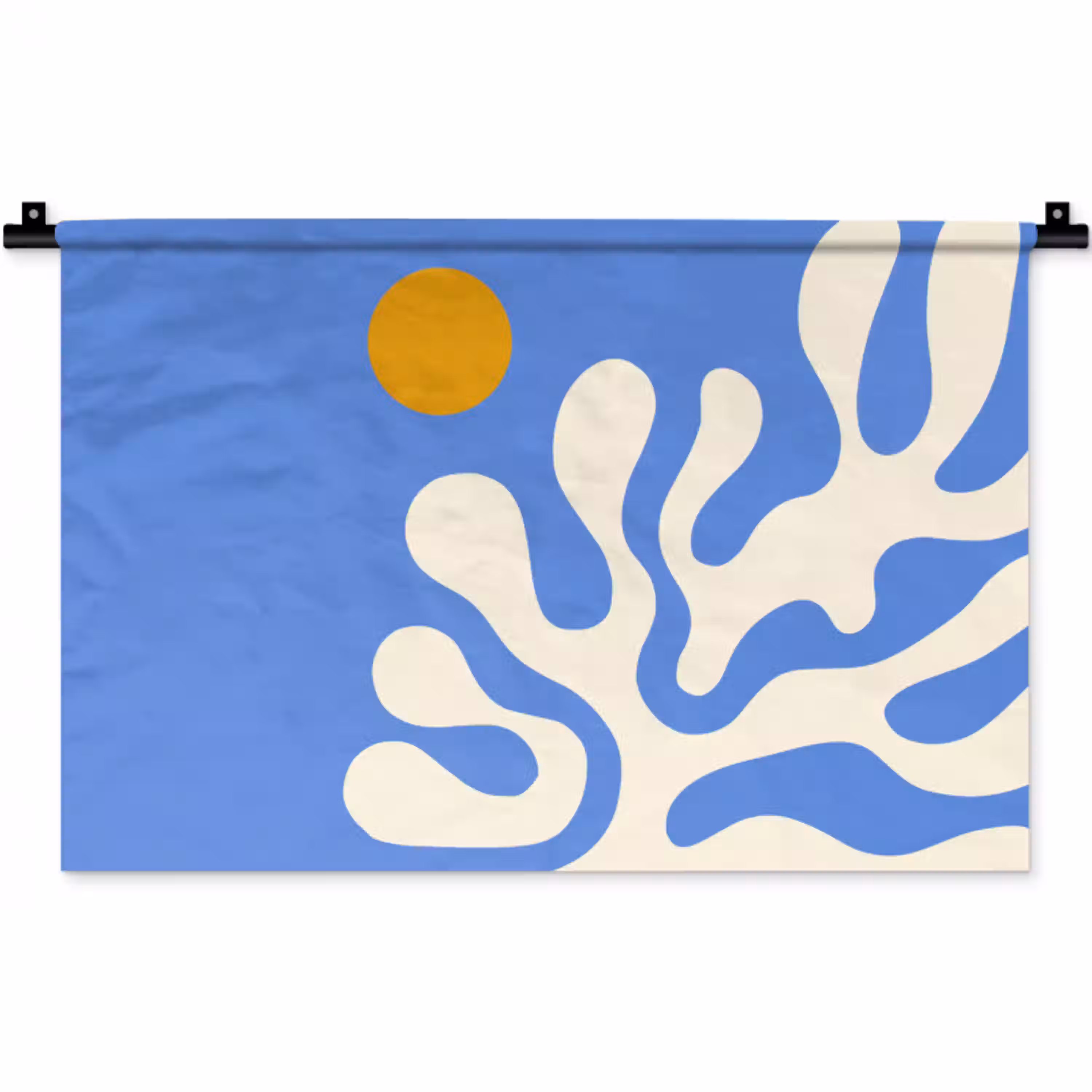 Minimalistisch - Organisch patroon - Blauw Wandkleed katoen klein -zz3d