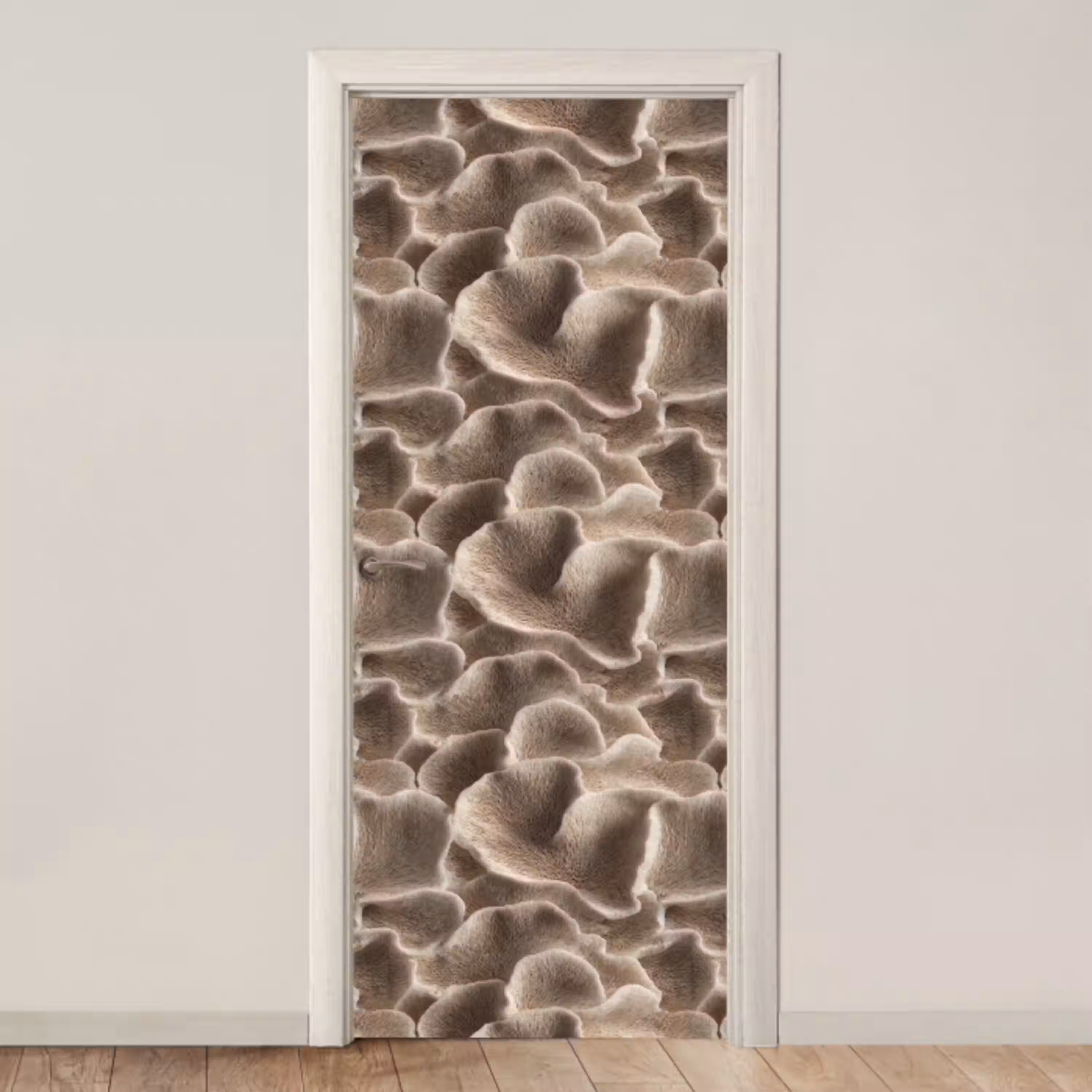 Waaiervorm - Beige - Vezel textuur deurposter klein 289 -3d_beige