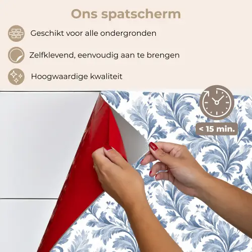 Bladeren  - Blauw - Patroon keuken achterwand spatscherm klein 900 -spatscherm_NL