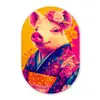 Varken - Bloemkroon - Kimono - Abstract Wandcirkel Ovaal Forex klein -3d