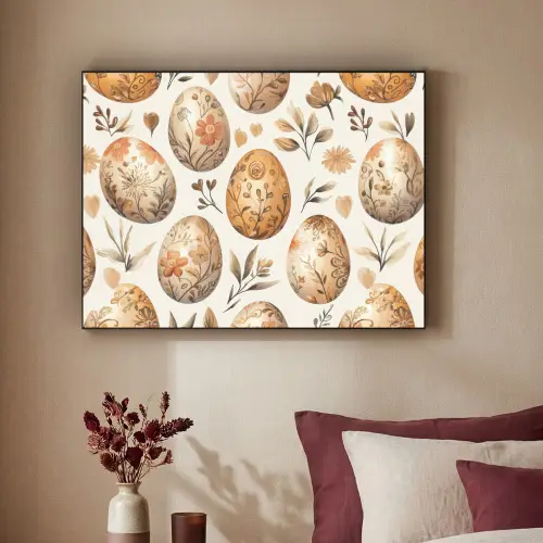 Paaseieren - Bruin - Bloemen Textielframe - compleet frame klein -sfeer1