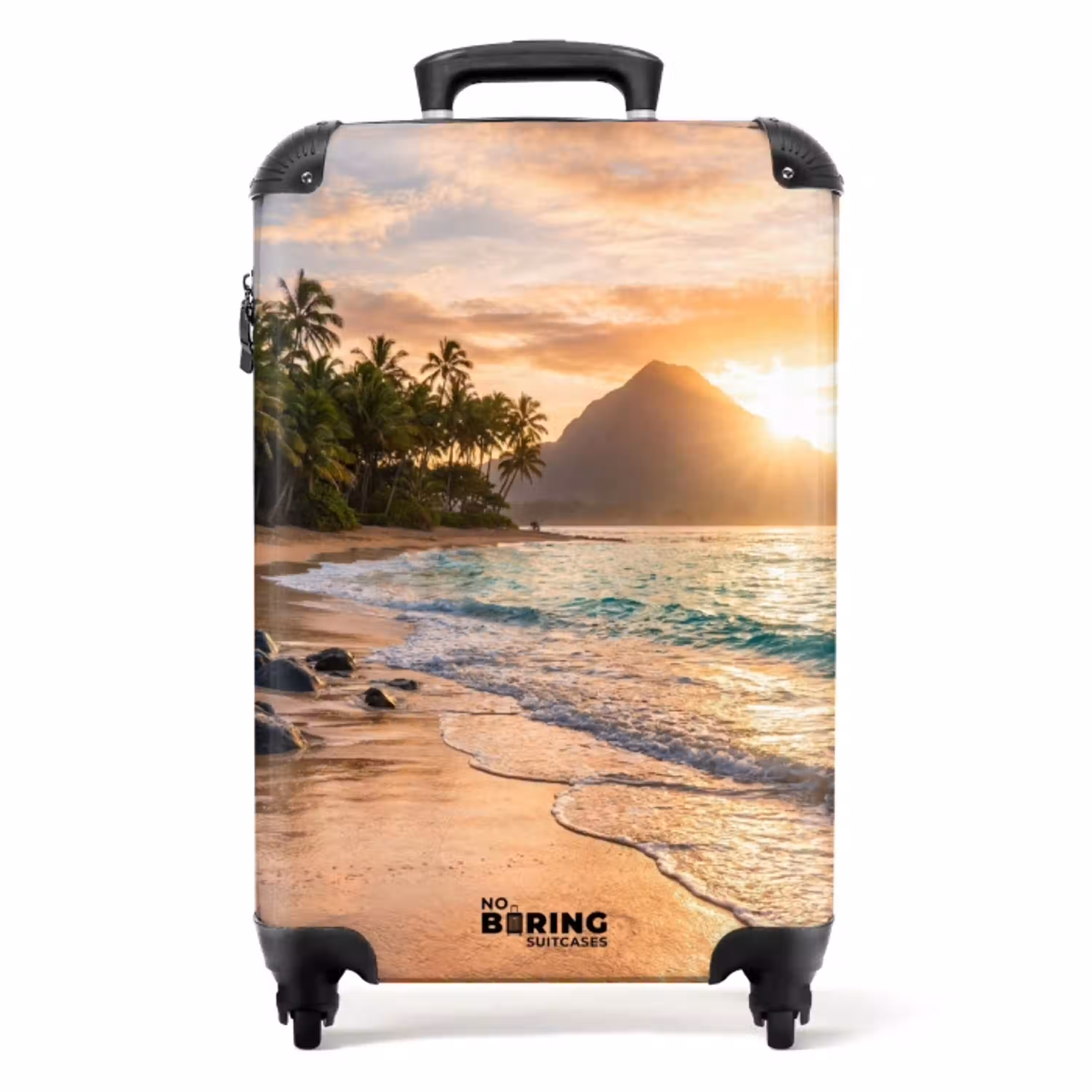 Zee - Berg - Landschap - Tropisch - Goud NBS - Handbagage koffer - Volwassenen Unisex middel -productfoto_recht