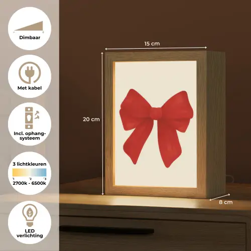 Strik - Symmetrisch - Rood - Lint Light Box met kabel (Tafellamp) klein -USP_NL