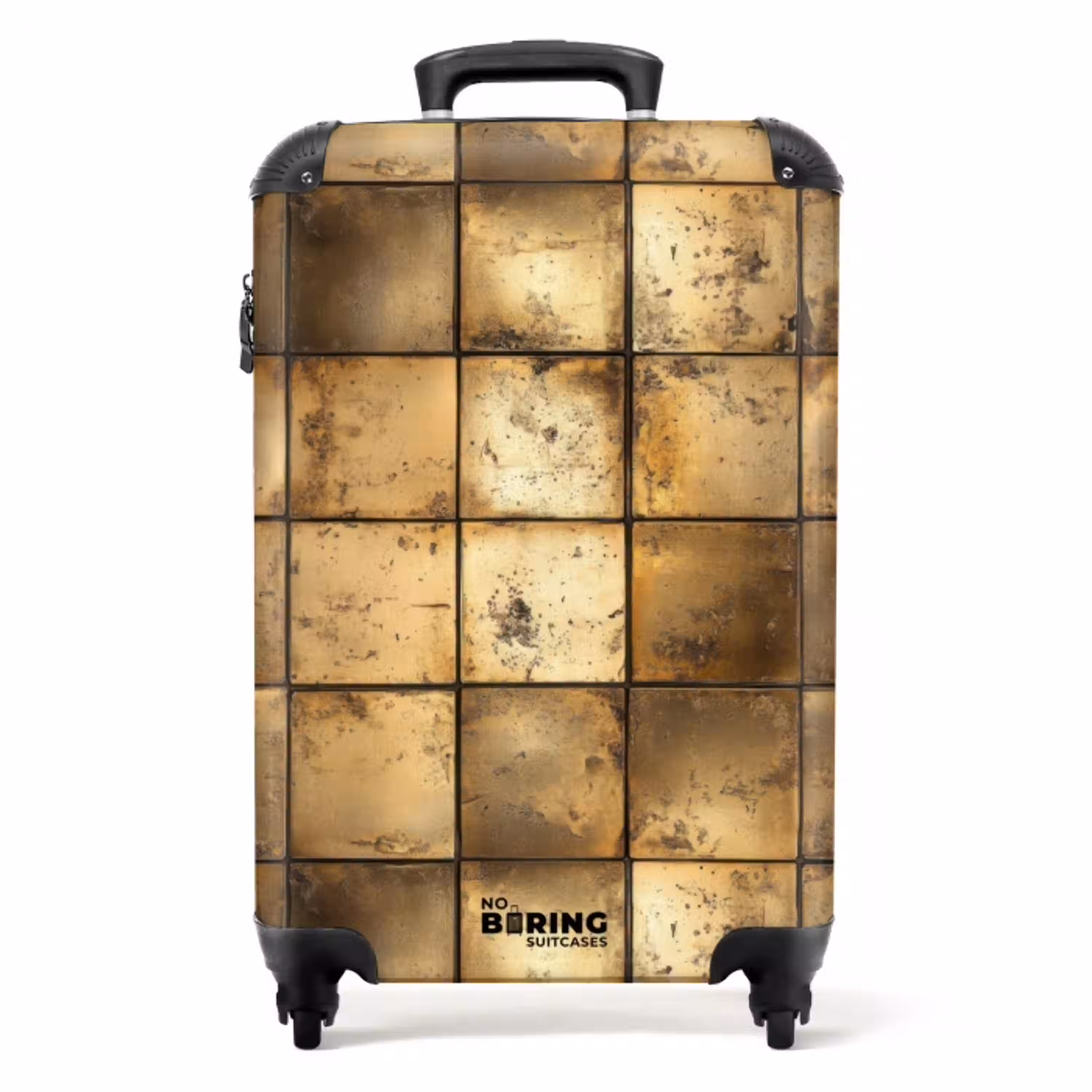 Geometrisch - Tegels - Goud NBS - Handbagage koffer - Volwassenen Unisex middel -productfoto_recht