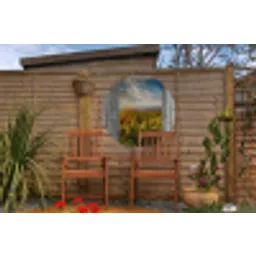 Doorkijk - Zonnebloem - Bloemen - Zon Wandcirkel tuinposter met ringen klein -buiten3