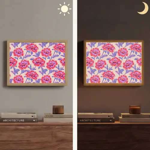 Bloemen - Patroon - Meerkleurig Light Box met batterij (Wandlamp) middel 907 -sfeer3