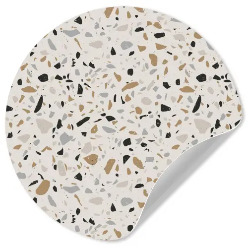 Terrazzo -  Patroon - Staal Wandcirkel behangsticker klein 186 -3d