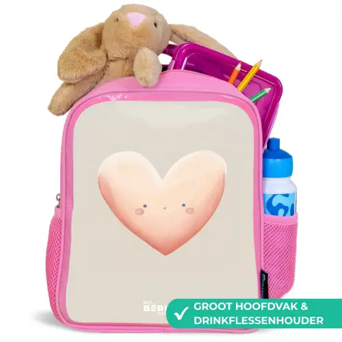 Hart in pastel kleuren Kinderrugzak - Roze middel -inhoud_NL