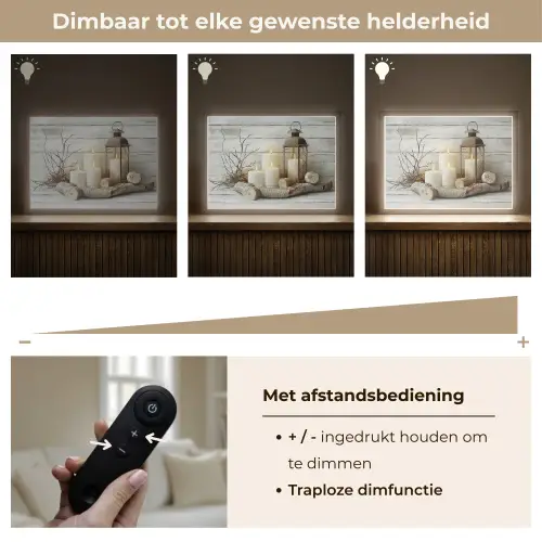 Stilleven - Wit - Kaarsen - Rustiek - Natuur Light Box met batterij (Wandlamp) middel -USP_dimbaarNL