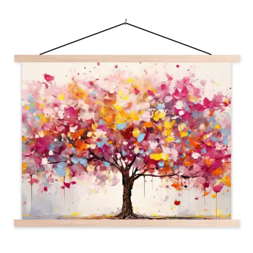 Aquarel - Boom - Kunst - Abstract textielposter latten blank klein -3d