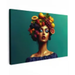 Vrouw - Hoodtooi - Tropisch - Fruit - Druiven Tuinposter op houten frame 2 cm dik klein -3d