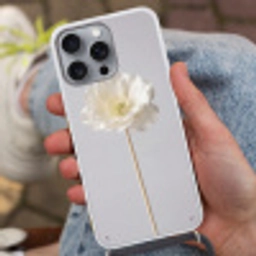 Bloem - Minimalistisch -Wit Hoesje iPhone 16 Pro Max met koord klein -sfeer3