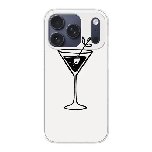 Cocktail - Glas - Olijf - Minimalistisch Telefoonhoesje iPhone 17 Pro klein -3d