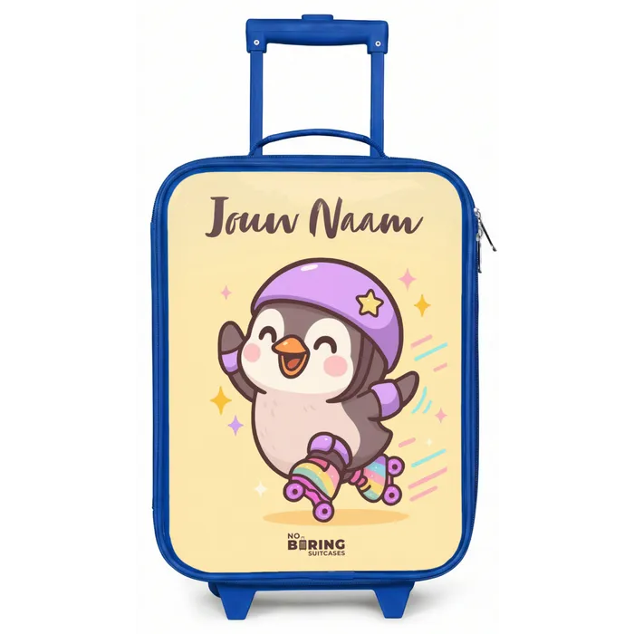 Kawai - Pinguin - Rolschaatsen Kinderkoffer - Blauw klein -zz3dotto