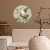Gele kuifkaketoe - paradijsvogelbloemen - Groen Wandcirkel behangsticker klein -sfeer1