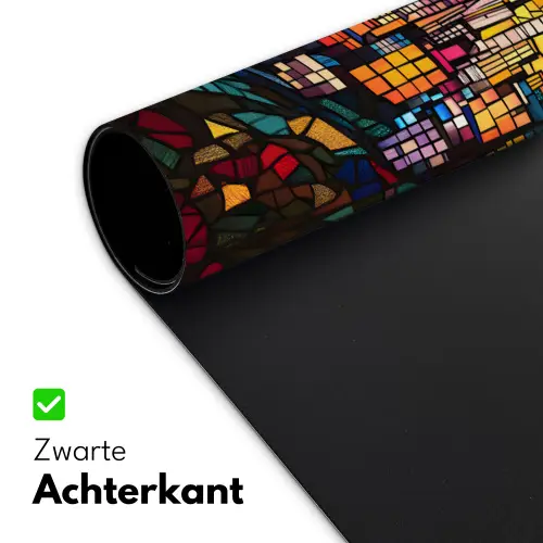 Stad - Maan - Mozaïek - Kleurrijk Muismat XXL klein -sfeer2