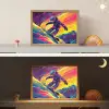 Snowboarden - Sneeuw - Kleurrijk Light Box met batterij (Wandlamp kind) middel -sfeer3_kind