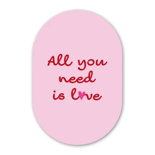 Tekst - Roze - Love - Hart Wandcirkel Ovaal Forex klein -3d
