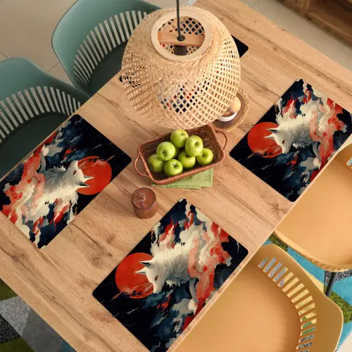 Witte vos - wolken - maan Placemat vinyl groot -zzsfeer5_Kitchenyeah-website