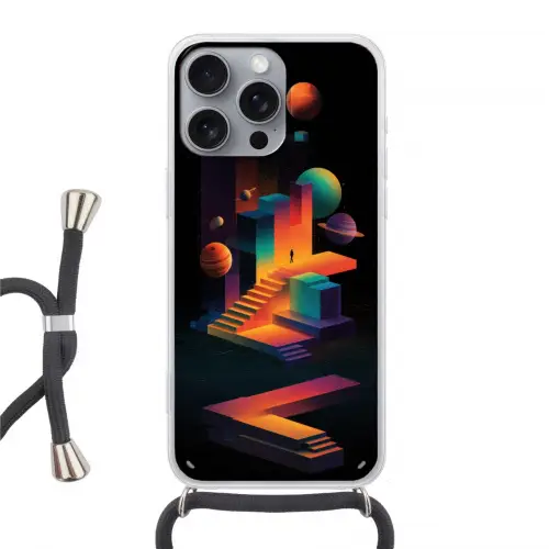 Abstract - Trappen - Mens - Planeten Hoesje iPhone 16 Pro Max met koord klein -3d