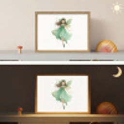 Bosfee - Groen - Sprookje Light Box met batterij (Wandlamp kind) middel -sfeer3_kind