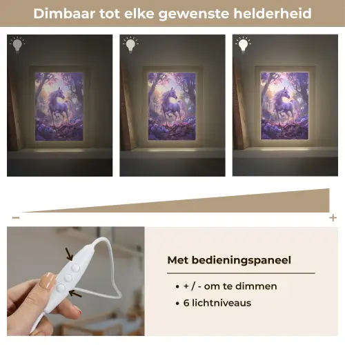 Eenhoorn - Paars - Sprookje - Fantasy dier Light Box met kabel klein -USP_dimbaarNL