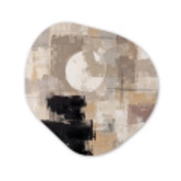 Abstract - Cirkel - Modern - Beige - Zwart - Minimalistisch Wandcirkel Organisch Aluminium middel -3d