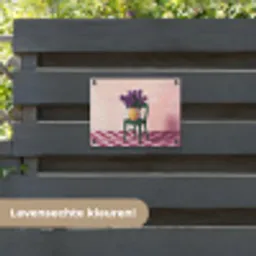 Stoel - Vaas - Bloemen - Geblokt tuinposter los doek klein -sfeer3