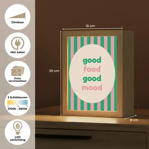 Gestreept - Quote - Ovaal - Roze Light Box met kabel (Wandlamp) klein -USP_websiteoverzichtNL