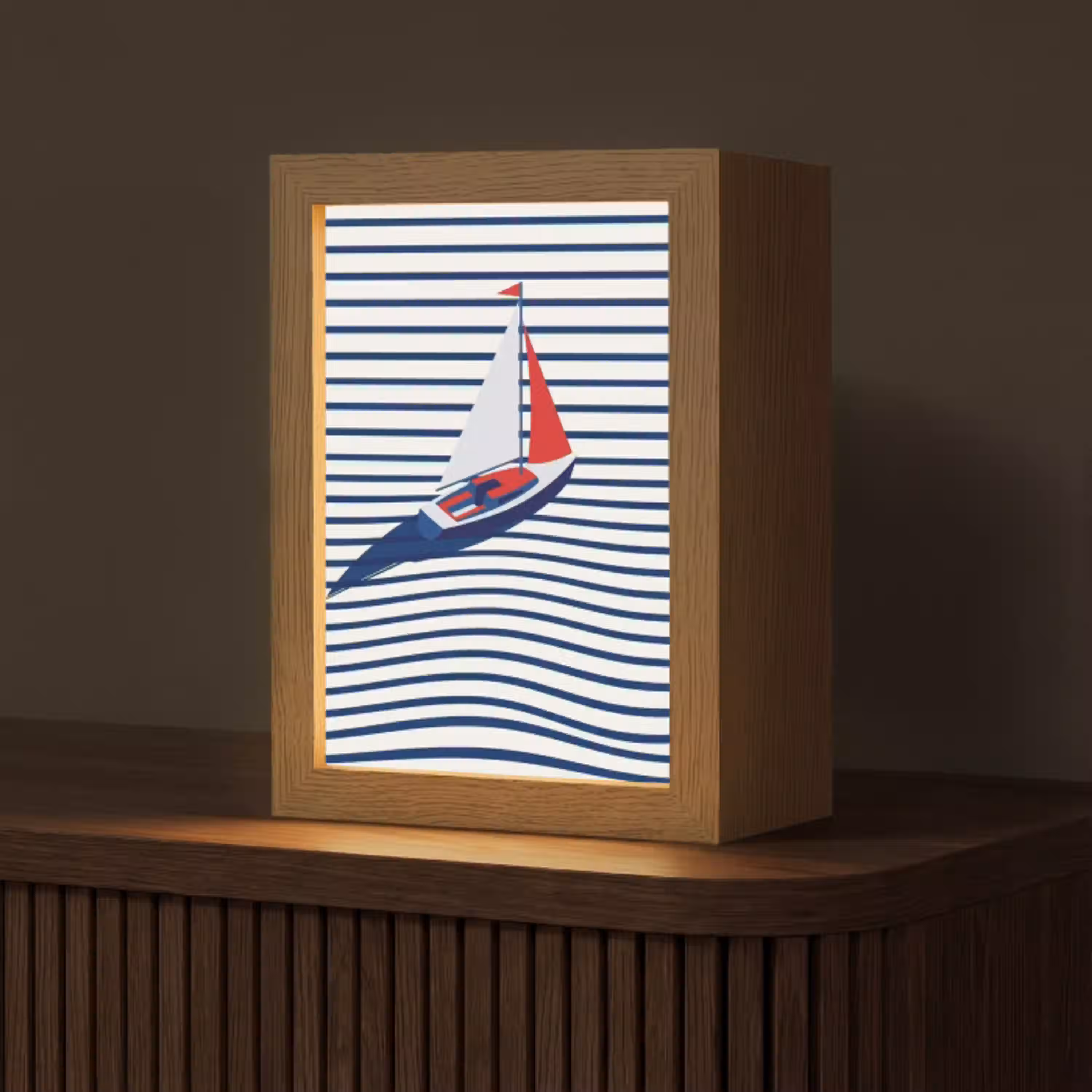 Boot - Water - Abstract - Blauw Light Box met kabel (Tafellamp) klein -z3d_website