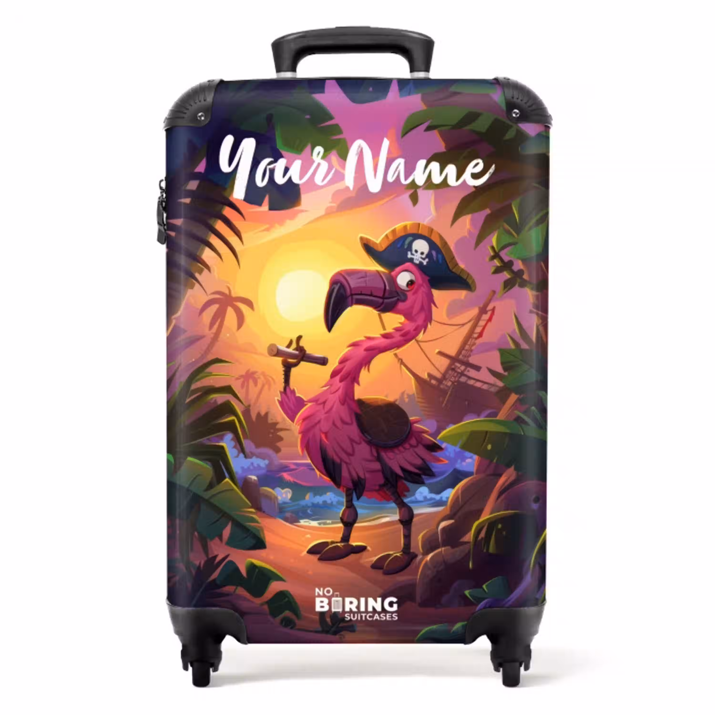 Fernando flamingo NBS - Handbagage koffer - Kinderen Unisex middel -productfoto_recht