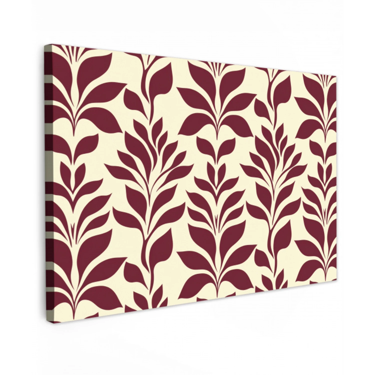 Abstract - Bladeren - Burgundy canvas 2cm klein 34 -z3d
