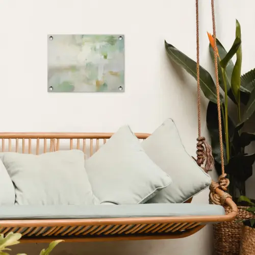 Abstract - Kunst - Wit - Groen - Modern tuinposter los doek klein -sfeer7