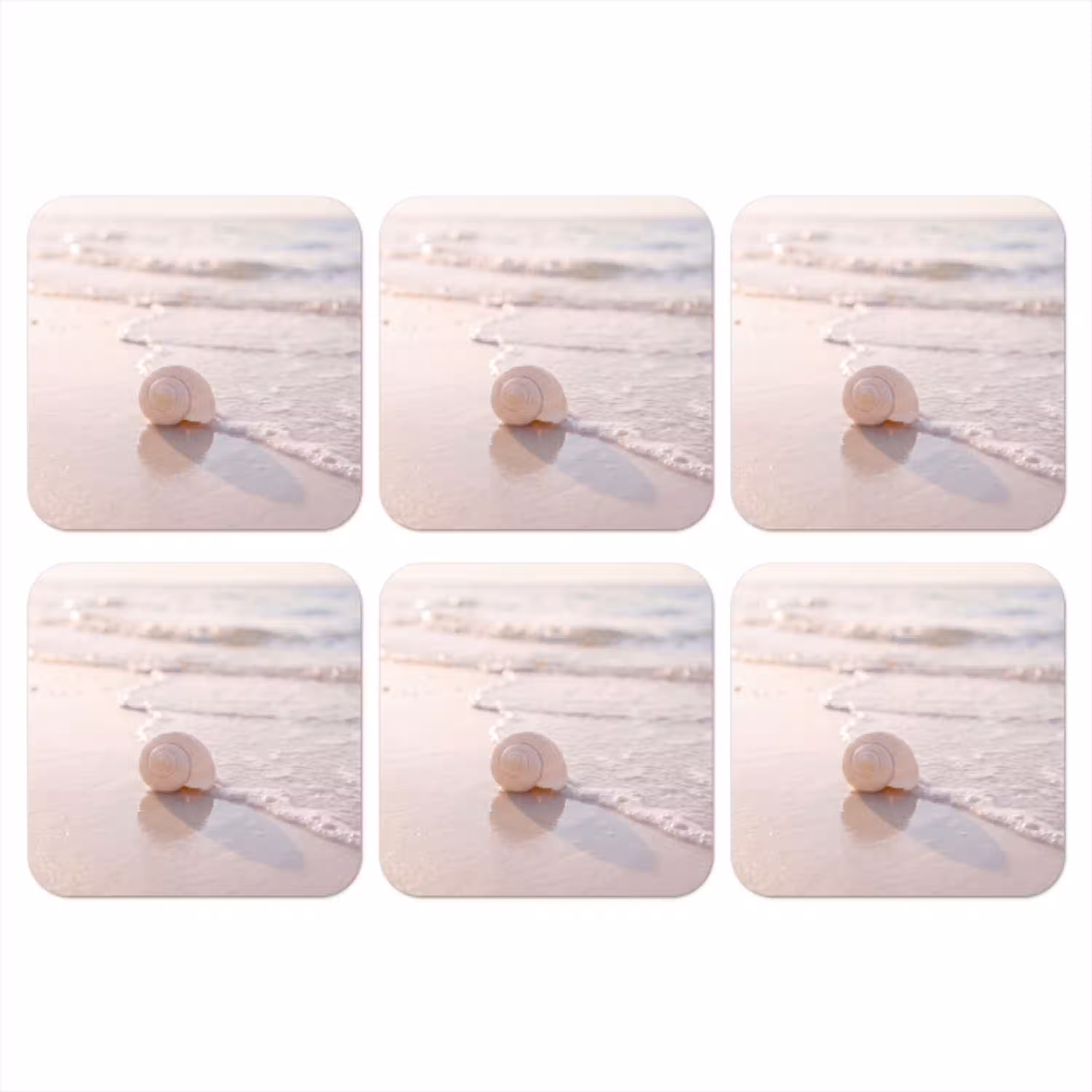 Zeeschelp - Strand - Zee - Natuur - Beige onderzetter kurk middel -3d