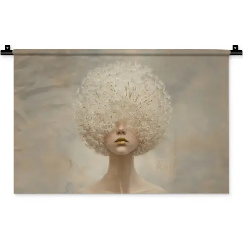 Dromerig - Beige - Paardenbloemzaadjes Wandkleed katoen klein -zz3d