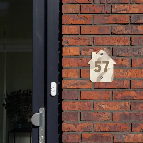 Beige organisch - Traditioneel Naambord Huisje klein -sfeer2