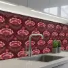 Bloemen - Waaier - Paars keuken achterwand 2 middel 871 -3d_schuin