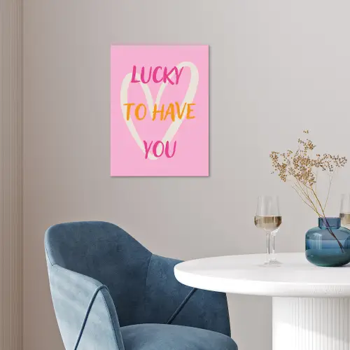 Lucky - Love - Valentijn - Roze poster papier klein -sfeer3