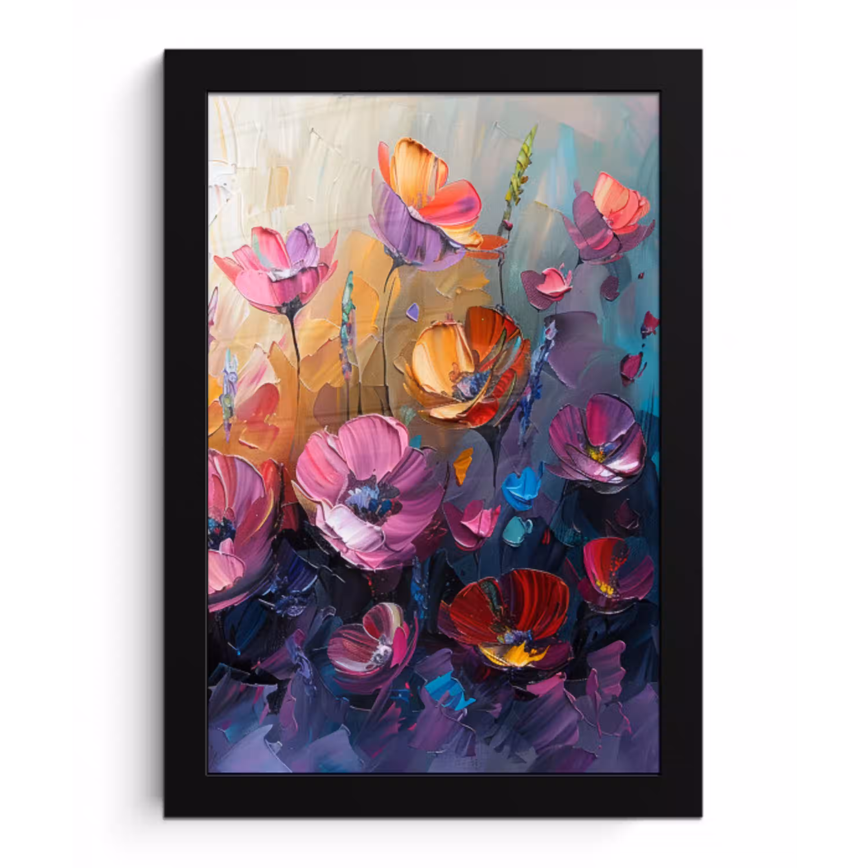 Bloemen - Botanisch - Kunst - Roze - Natuur fotolijst zwart zonder passe partout klein -3d