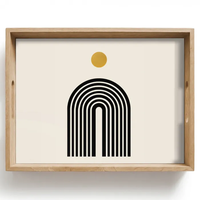 Minimalistisch - Zwarte boog - Gouden cirkel Dienblad Rechthoek middel -z3d_shopping