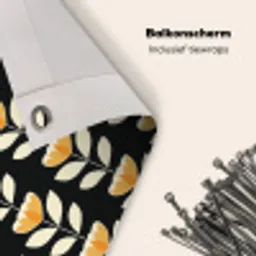 Retro - Bloem - Zwart - Okergeel Balkonbeschermer Duitsland klein 596 -closeup_NL