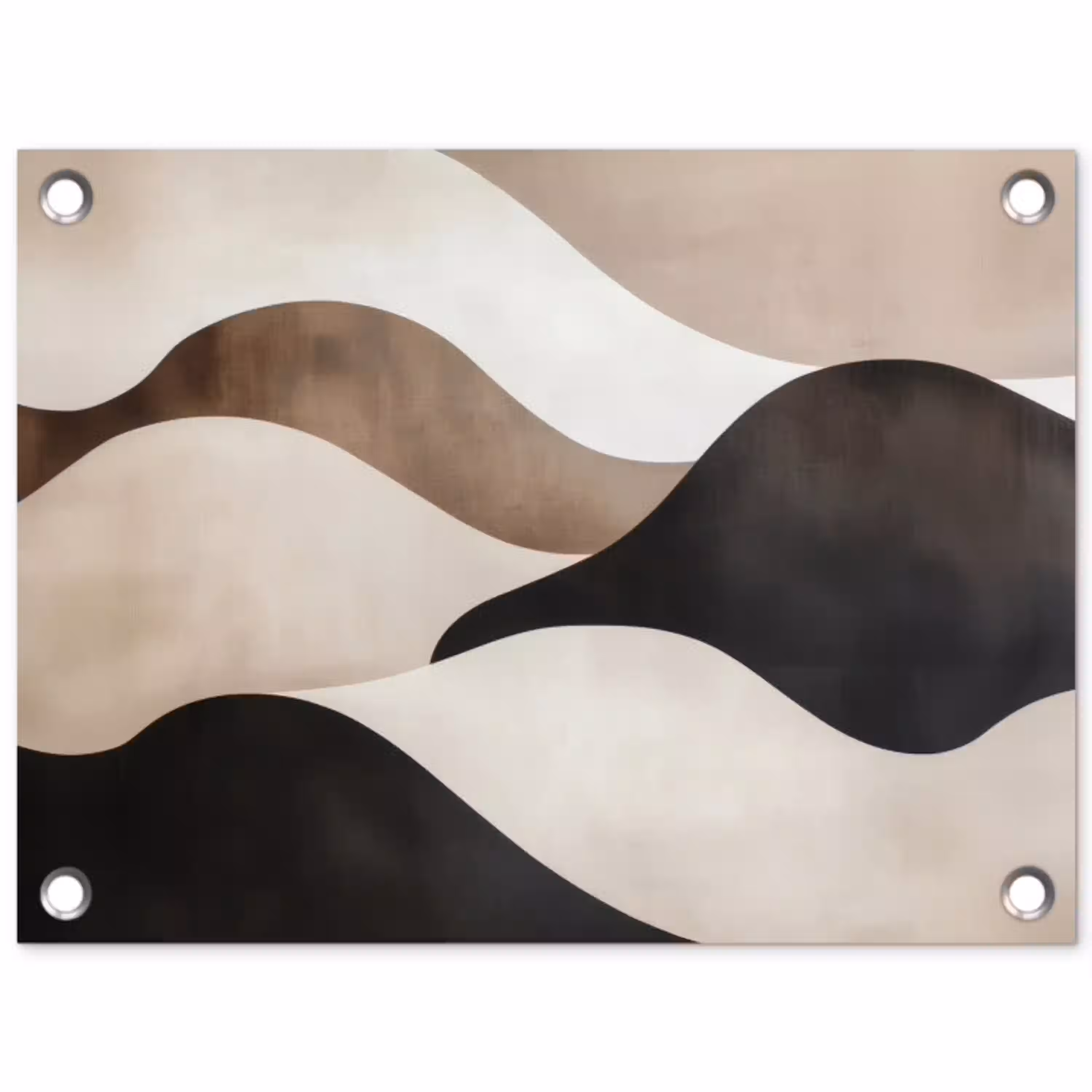 Golven - Abstract - Beige tuinposter los doek klein -3d