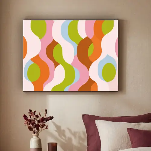 Abstract - Vormen - Roze Textielframe zwart klein -sfeer1