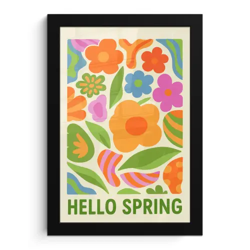 Illustratie - Bloemen - Quote - Kleurrijk fotolijst zwart zonder passe partout klein -3d