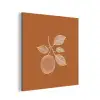Sinaasappel - Getekend - Bladeren - Bruin aluminium wit klein -3d